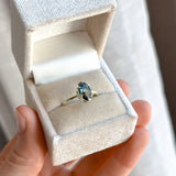 1.56ct Australian Marquise Parti Sapphire Low Profile 6 Prong Evergreen Solitaire in 14k Green Gold