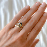 1.56ct Australian Marquise Parti Sapphire Low Profile 6 Prong Evergreen Solitaire in 14k Green Gold