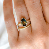 1.56ct Australian Marquise Parti Sapphire Low Profile 6 Prong Evergreen Solitaire in 14k Green Gold