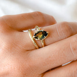 1.56ct Australian Marquise Parti Sapphire Low Profile 6 Prong Evergreen Solitaire in 14k Green Gold