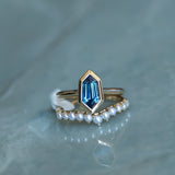 2.05ct Untreated Madagascar Sapphire Elongated Shield Contemporary Bezel Set Ring in 14k Yellow Gold