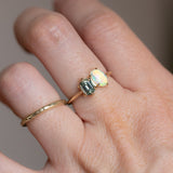 Toi Et Moi 0.74ct Hexagon Sapphire and Opal Ring in 14k Yellow gold