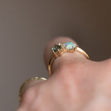 Toi Et Moi 0.74ct Hexagon Sapphire and Opal Ring in 14k Yellow gold