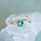 1.43ct Tanzanian Sapphire and Diamond Starry Night Low Profile Solitaire in 14k Yellow Gold