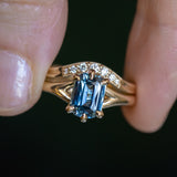 2.08ct Elongated Cushion Cut Sapphire Low Profile Six Prong Split Shank Solitaire in 14k Yellow Gold