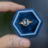 2.08ct Elongated Cushion Cut Sapphire Low Profile Six Prong Split Shank Solitaire in 14k Yellow Gold