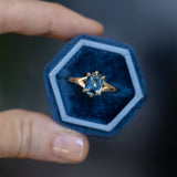 2.08ct Elongated Cushion Cut Sapphire Low Profile Six Prong Split Shank Solitaire in 14k Yellow Gold