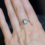 2.08ct Elongated Cushion Cut Sapphire Low Profile Six Prong Split Shank Solitaire in 14k Yellow Gold