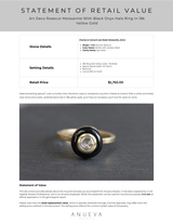 Art Deco Rosecut Moissanite With Black Onyx Halo Ring In 18k Yellow Gold