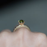 1.60ct Green Australian Oval Sapphire Six Prong Evergreen Solitaire in 14k Yellow Gold