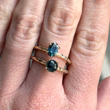 0.99ct Round Untreated Australian Sapphire Evergreen Carved Solitaire in 14k Yellow Gold