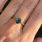 1.51ct Oval Teal Blue Madgascar Sapphire Classic Four Prong Solitaire in 14k Yellow Gold