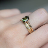 1.60ct Green Australian Oval Sapphire Six Prong Evergreen Solitaire in 14k Yellow Gold