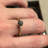 0.80ct Color-Shifting Untreated Tanzanian Sapphire Evergreen Carved Solitaire in 14k Yellow Gold