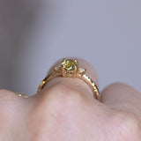 0.82ct Parti Oval Green Australian Sapphire and Diamond Dainty Three Stone Ring in 14k Yellow Gold