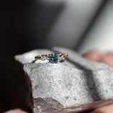 0.95ct Round Color-Shifting Montana Sapphire and Diamond Starry Night Low Profile Solitaire in 14k Yellow Gold