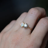 Toi Et Moi 1.16ct Salt and Pepper Diamond and Opal Ring in 14k Yellow gold