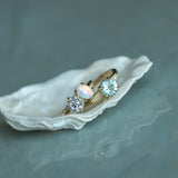 Toi Et Moi 1.16ct Salt and Pepper Diamond and Opal Ring in 14k Yellow gold