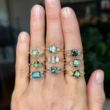 1.75ct Asscher Cut Parti Madagascar Sapphire and Trillion Sapphire Antique Compass Set Low Profile Ring in 14k Yellow Gold