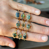 1.46ct Round Parti Green and Teal Montana Sapphire and Pavé Set Diamond Solitaire in 14K Yellow Gold