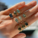 1.46ct Round Parti Green and Teal Montana Sapphire and Pavé Set Diamond Solitaire in 14K Yellow Gold