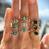 1.46ct Round Parti Green and Teal Montana Sapphire and Pavé Set Diamond Solitaire in 14K Yellow Gold