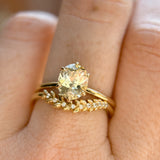 1.73ct Oval Reclaimed/Vintage Oval Pastel Sapphire Lotus Six Prong Solitaire in 14k Yellow Gold