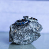 Blackened Gold Royal Blue Madagascar Sapphire Wide French Set Band