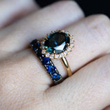 Blackened Gold Royal Blue Madagascar Sapphire Wide French Set Band