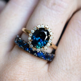 Blackened Gold Royal Blue Madagascar Sapphire Wide French Set Band