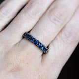 Blackened Gold Royal Blue Madagascar Sapphire Wide French Set Band