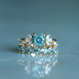 9-Stone Madagascar Sapphire Compass Set Low Profile Line Band