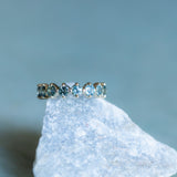 9-Stone Madagascar Sapphire Compass Set Low Profile Line Band