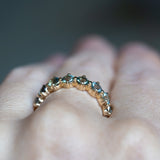 9-Stone Madagascar Sapphire Compass Set Low Profile Line Band