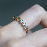 9-Stone Madagascar Sapphire Compass Set Low Profile Line Band