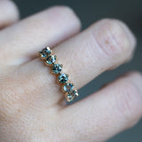 9-Stone Madagascar Sapphire Compass Set Low Profile Line Band