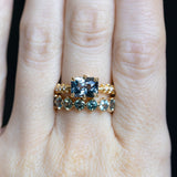 9-Stone Madagascar Sapphire Compass Set Low Profile Line Band