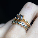 9-Stone Madagascar Sapphire Compass Set Low Profile Line Band