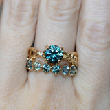 9-Stone Madagascar Sapphire Compass Set Low Profile Line Band