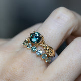 9-Stone Madagascar Sapphire Compass Set Low Profile Line Band