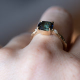 2.23ct Cushion Parti Sapphire and Diamond Low Profile Evergreen East-West Ring in 14k Yellow Gold