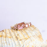 Pink Spinel, Garnet and Tourmaline Mosaic Ring in 14k Yellow Gold