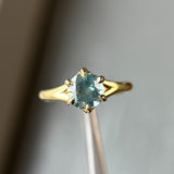 1.70ct Unheated Montana Sapphire Low Profile Six Prong Split Shank Solitaire in 18k Yellow Gold