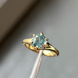 1.70ct Unheated Montana Sapphire Low Profile Six Prong Split Shank Solitaire in 18k Yellow Gold