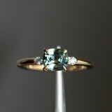 2.02ct Untreated Cushion Parti Sapphire and Diamond Low Profile Evergreen East-West Ring in 14k Yellow Gold
