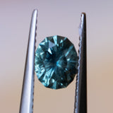 1.39CT OVAL PRECISION CUT MONTANA SAPPHIRE, MEDIUM TEAL BLUE GREEN, 6.9X6X4MM