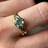 1.70ct Unheated Montana Sapphire Low Profile Six Prong Split Shank Solitaire in 18k Yellow Gold