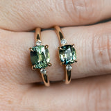 2.02ct Untreated Cushion Parti Sapphire and Diamond Low Profile Evergreen East-West Ring in 14k Yellow Gold