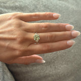 3.14ct Light Bright Green Untreated Radiant Cut Sapphire and Diamond Cluster Ring in 14k Yellow Gold