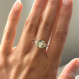 3.14ct Light Bright Green Untreated Radiant Cut Sapphire and Diamond Cluster Ring in 14k Yellow Gold